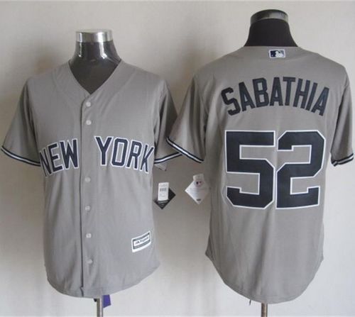 Yankees #52 C.C. Sabathia Grey New Cool Base Stitched MLB Jersey - Click Image to Close